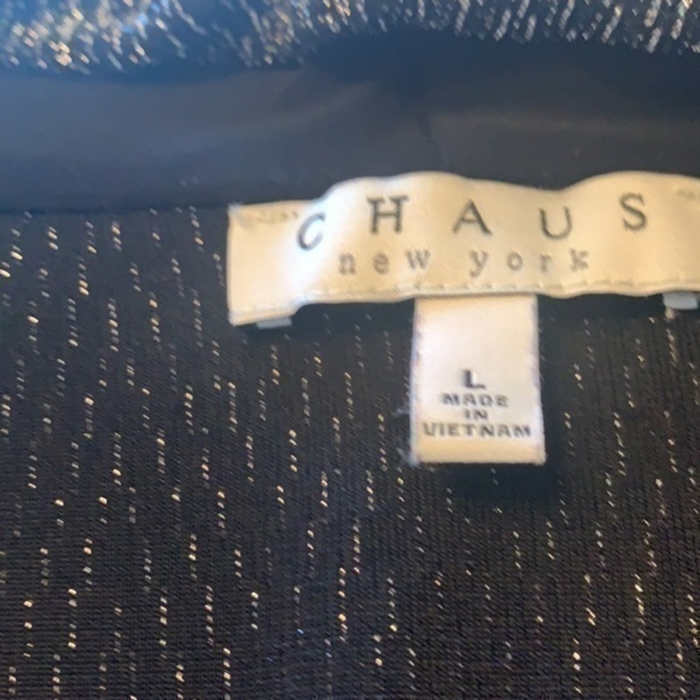 CHAUS black and silver metallic cross front top - Picture 6 of 7